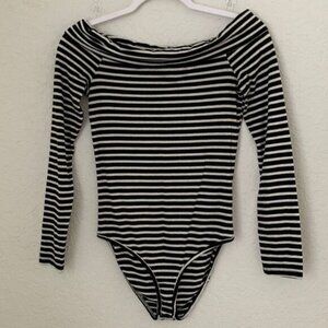 One Clothing Off The Shoulder Striped Bodysuit Size S